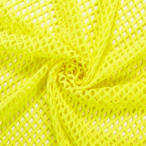 Neon Yellow Cabaret Stretch Mesh Nylon Spandex Fabric 58" Wide Sold By The Yard