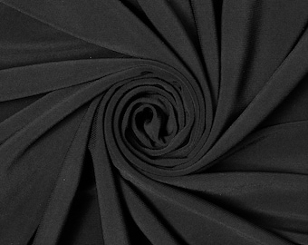 Black ITY Fabric Polyester spandex Knit Jersey 2 way Spandex Stretch 58/60" BTY