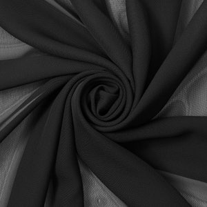 Tela de gasa negra Poliéster Todos los colores sólidos Sheer 58'' Corte ancho a medida para prendas, decoración, manualidades