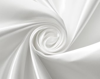 White Bridal Satin Fabric Silky Poly 60" Wide Heavy Wedding Dress Drapery By The Yard