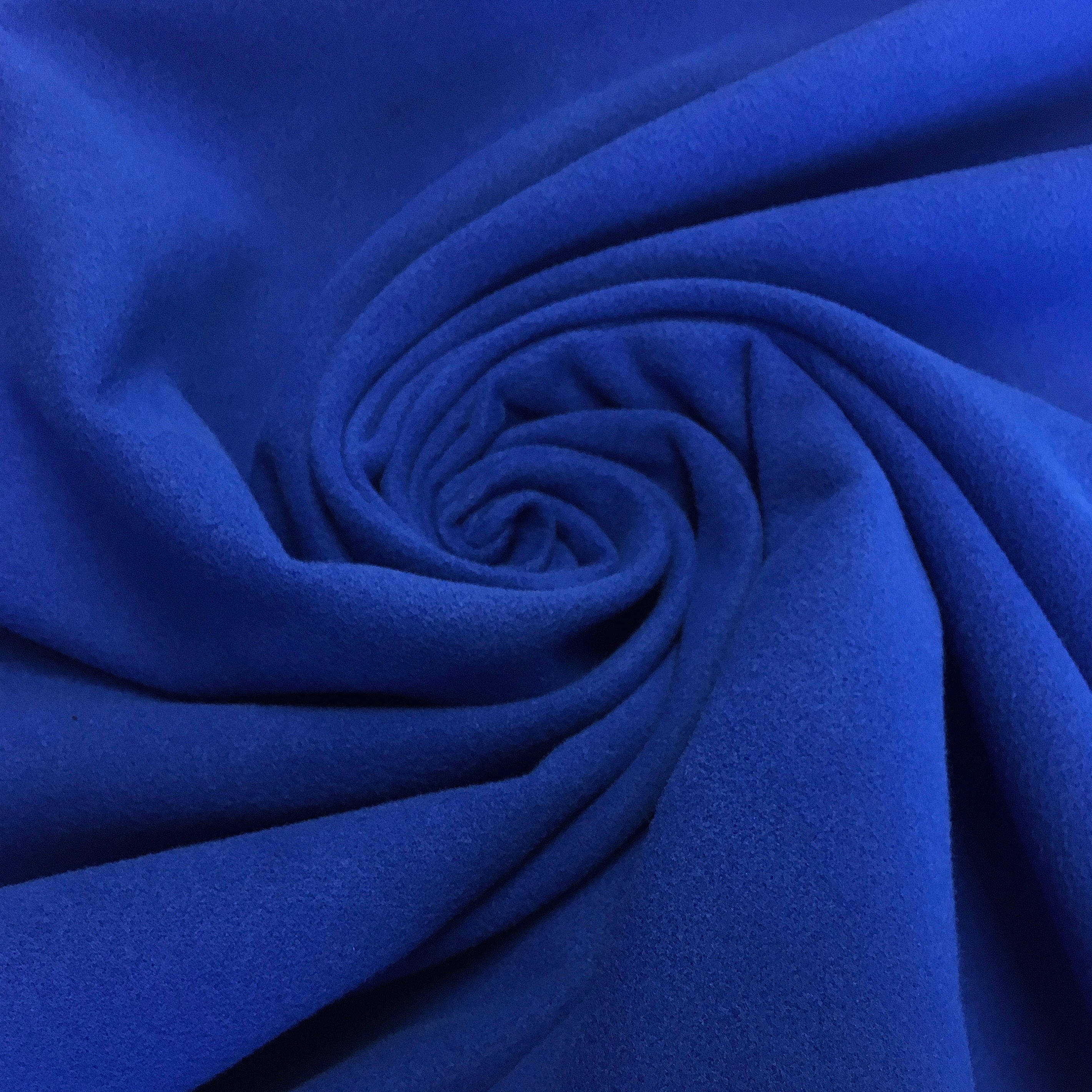 Royal Blue Brushed Wool Polyester Coating Fabric Soft 58 Etsy