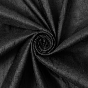 Schwarz 100% reiner Seide Dupionseide Stoff 54 &quot;Breit drapieren Bluse Kleid Handwerk KOSTENLOSER VERSAND