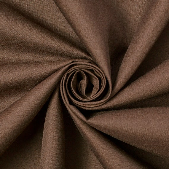 Brown Cotton Polyester Broadcloth Fabric 60 Inches Apparel Solid Polycotton  per Yard 