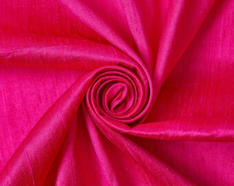 Fuchsia 100% Pure Silk Dupioni Fabric 54"Wide BTY Drape Blouse Dress Craft FREE SHIPPING