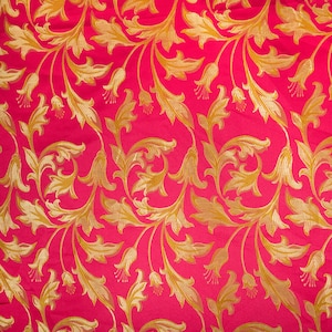 Fuchsia / Gold Damast Jacquard Bloom Brokat Stoff 118&quot; Bulk stock