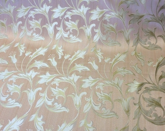 Pink / Gold Damask Jacquard Bloom Brocade Fabric 118" By the Yard