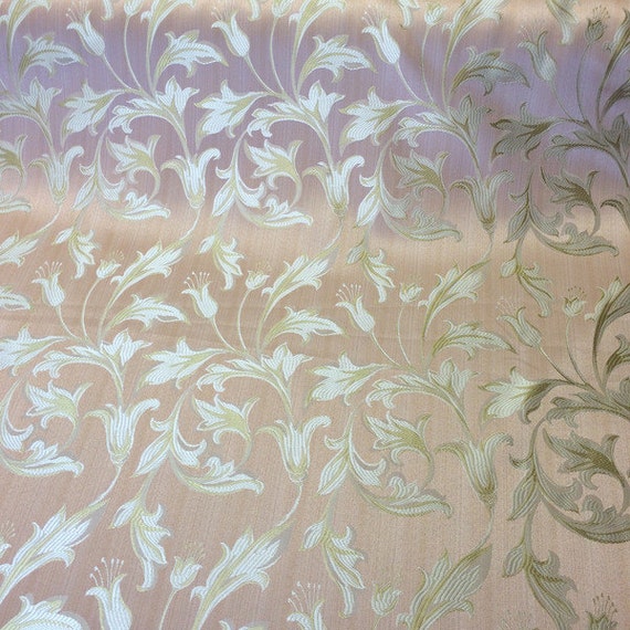 Pink / Gold Damask Jacquard Bloom Brocade Fabric 118 by Etsy UK