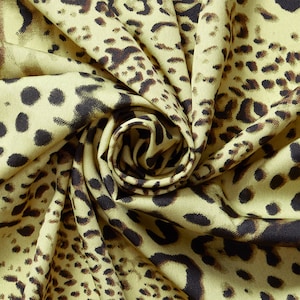 Wildcat Crepe De Chine Print Fabric Green Sheer Polyester 57&quot; By The Yard