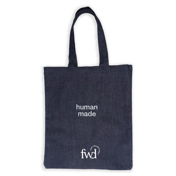 ヒューマンメイド　DENIM TOTE FWD 10 Oz Denim Tote Bag Human Made Medium Heavy Duty Reusable