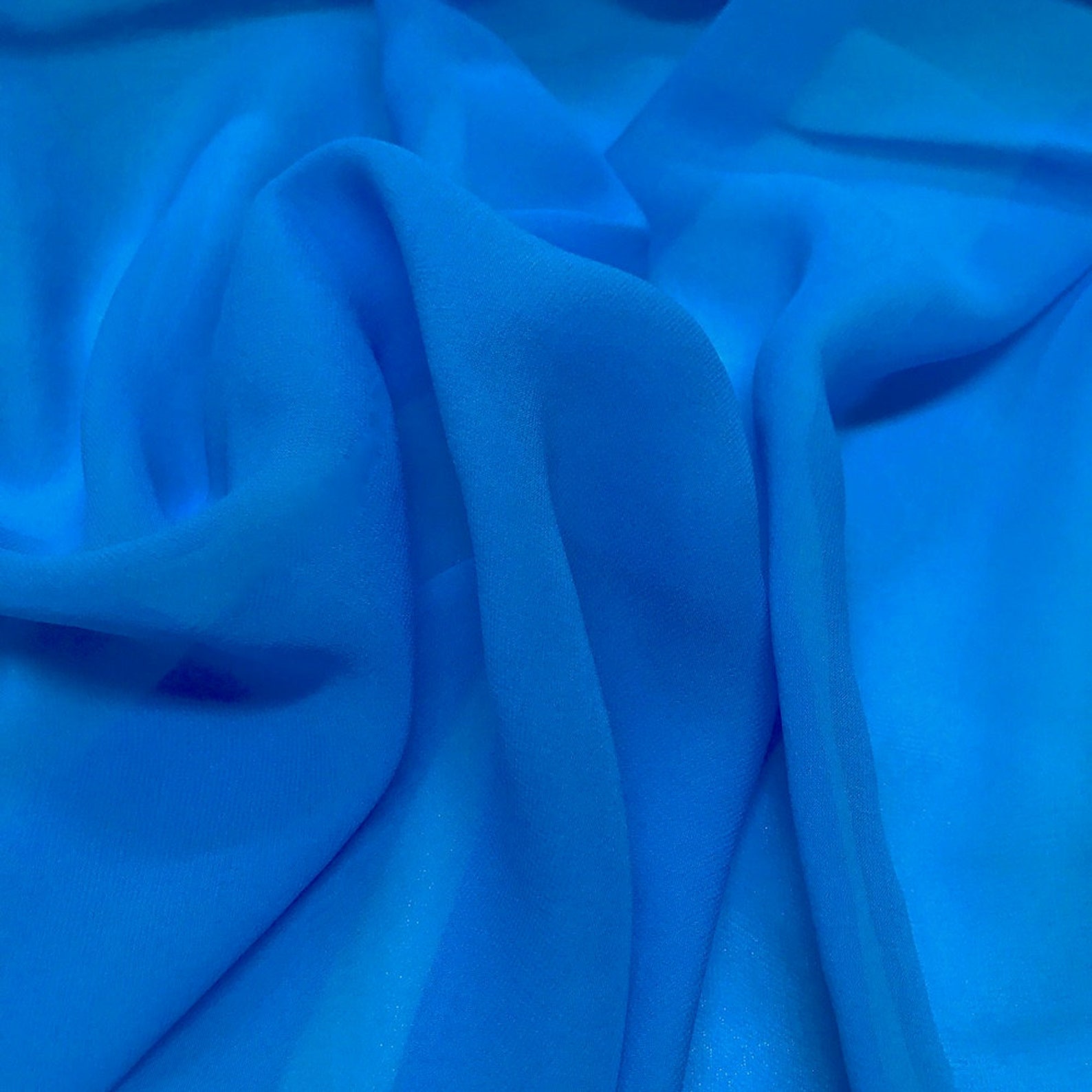 Turquoise Silk Chiffon Fabric Solid 100 Silk 10mm Etsy