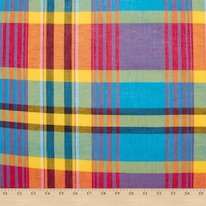Madras Plaid Fabric (Style 104) 100% Cotton 44/45" Wide Sold By The Yard