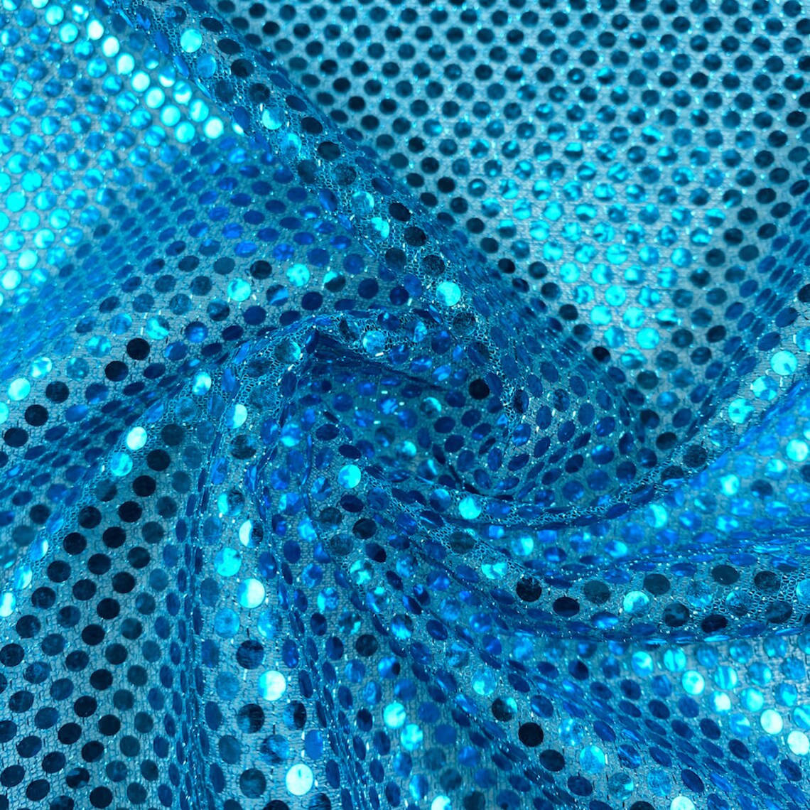 Turquoise Shiny Sequin Dot Confetti Fabric for Sewing Costumes Etsy