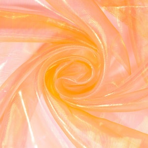 Iridescent Pearl Organza Fabric - Sheer Orange Nylon 59/60&quot; By The Yard