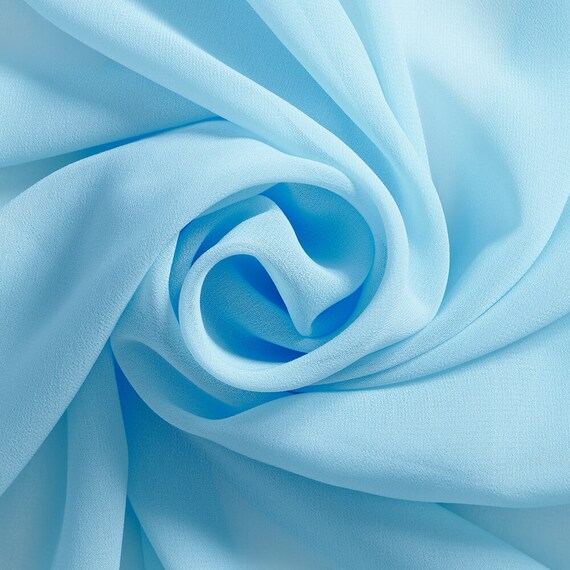 Baby Blue Chiffon Fabric Polyester All Solid Colors Sheer 58 Wide By the Yard for Garments Decoration Crafts