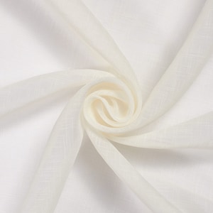 Gasa Beige Faux Linen Sheer Voile Fabric 118&quot; Wide Curtain Drapery and Apparel per yard 100% polyester