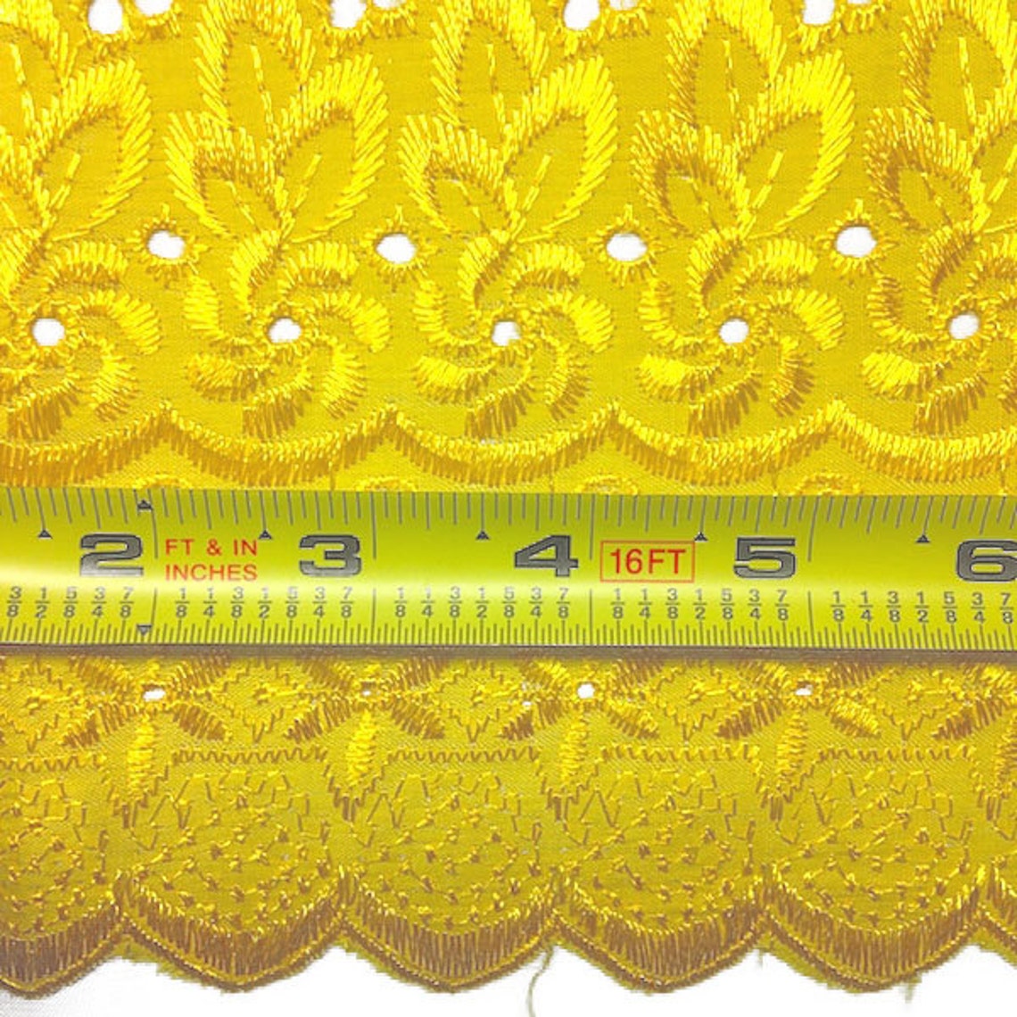 Yellow Eyelet Floral Embroidery Fabric Etsy