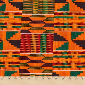 Kente Afrikaanse printstof Katoenprint 44&#39;&#39; breed op maat gesneden (19006-2)