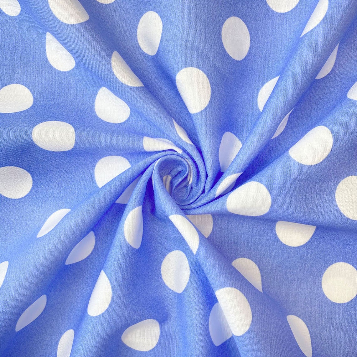 Polka Dot Large Printed Fabric Periwinkle / White 100 Cotton Etsy