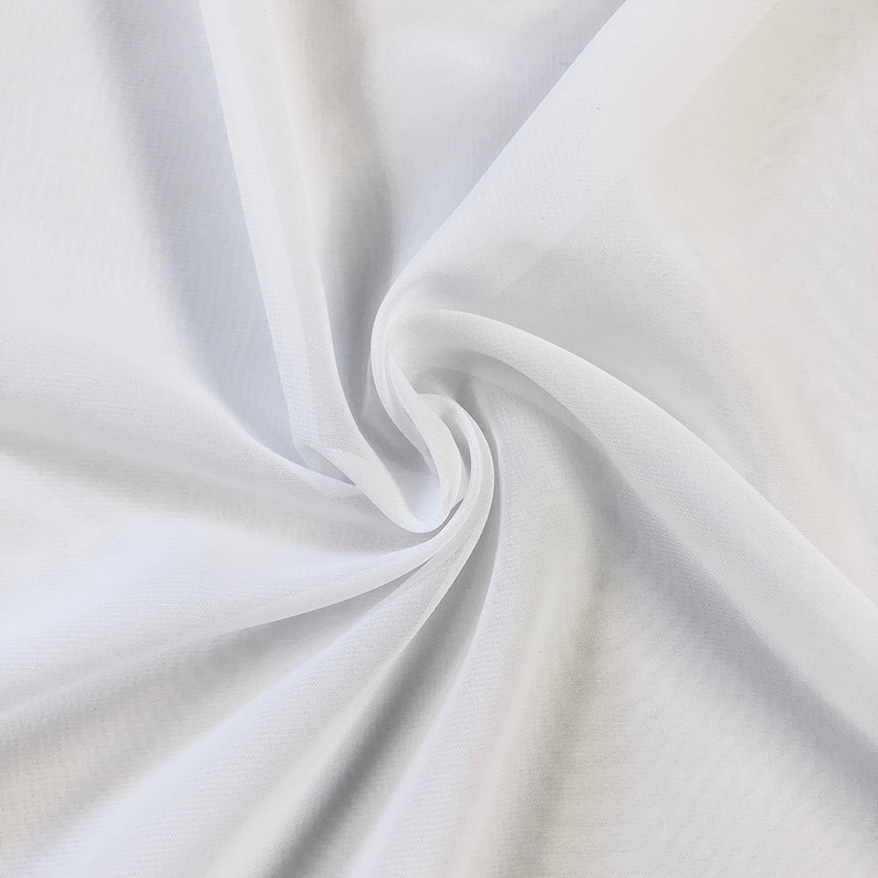 White Chiffon Fabric Polyester All Solid Colors Sheer Etsy