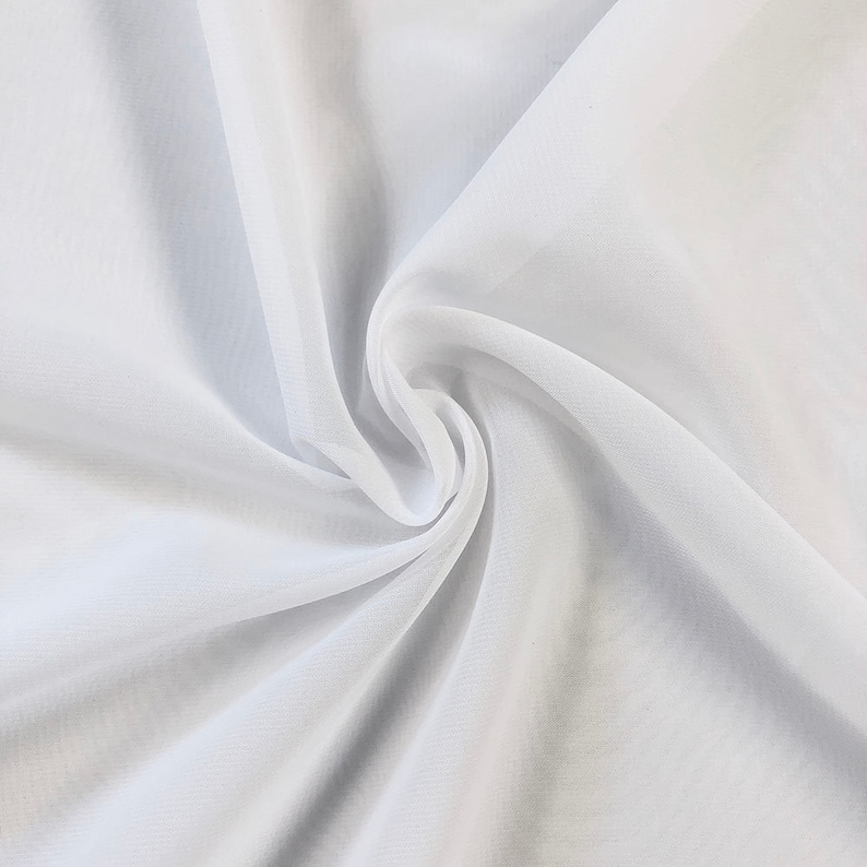 White Chiffon Fabric Polyester All Solid Colors Sheer - Etsy