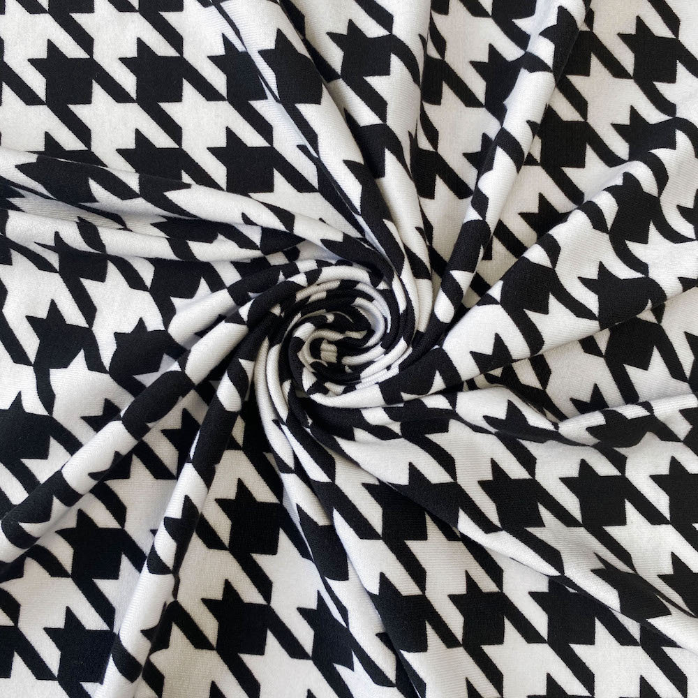 Black & White Houndstooth Printed DTY 4-way Stretch Brushed Fabric 58/60  Wide by the Yard -  Canada
