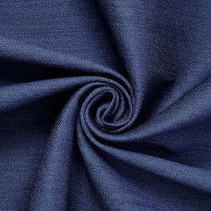 Navy Slub Twill Denim Fabric Cotton/Poly/Spandex 8 oz 3x1 Twill Weave 50/52” Wide By the Yard for Garments, Decoration, Crafts and more