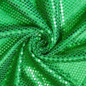 Green Shiny Sequin Dot Confetti Fabric for Sewing Costumes Apparel Crafts by the Yard