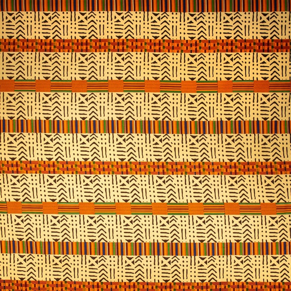 Kente African Print Fabric Cotton Print 44'' wide By The Yard (19009-1)