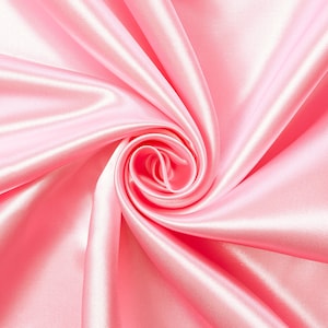 Pink Bridal Satin Fabric Silky Poly 60&quot; Wide Heavy Wedding Dress Drapery By The Yard