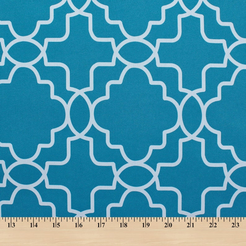 Printed Canvas Fabric Waterproof Outdoor 60 Wide 600 Denier By The Yard Trellis Turquoise image 1