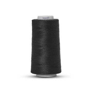 Keedil All Purpose Polyester Serger Sewing Thread - 3000 Yard Spool Black
