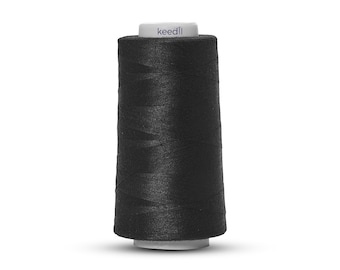 Hilo de coser Keedil All Purpose Poliéster Serger - Carrete de 3000 yardas Negro