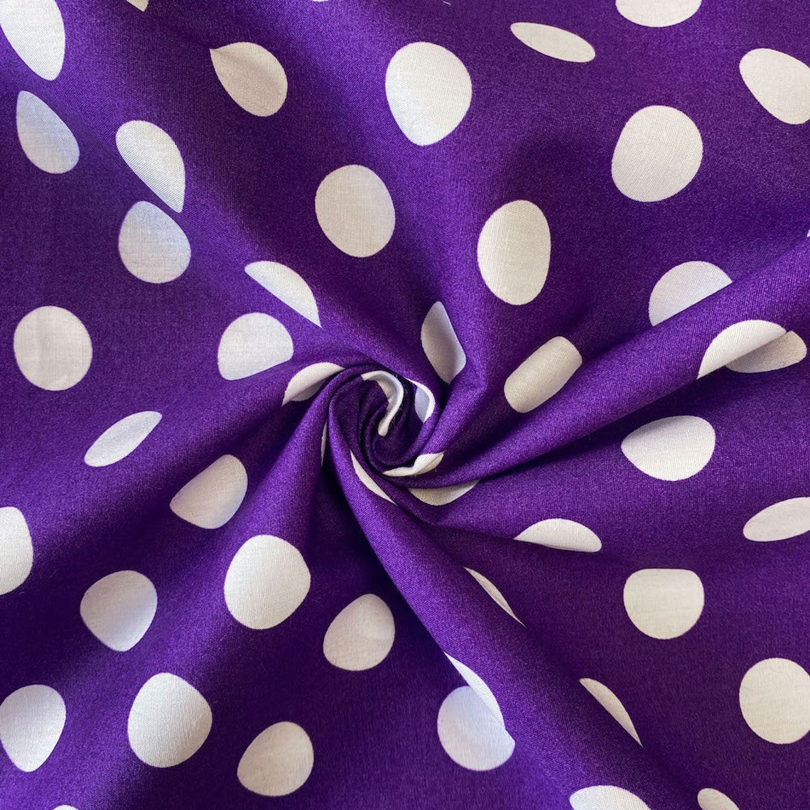 Polka Dot Large Printed Fabric Purple / White 100 Cotton Etsy