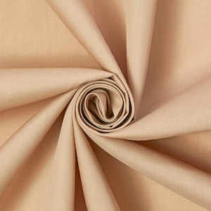 Tan Cotton Polyester Broadcloth Fabric Apparel 45&quot; Inches Solid PolyCotton Per Yard