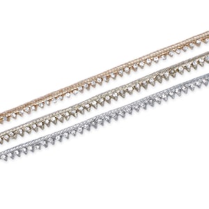 Rhinestone Trim 1 cm. Triangular Diamond Metallic Glitter Lightweight Sewing & Upholstery Polyester