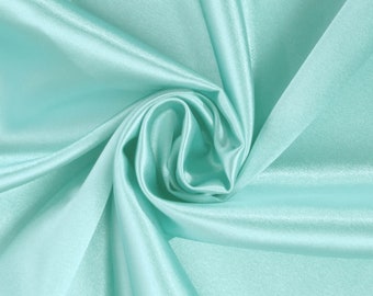 Aqua Blue Stretch Charmeuse Bridal Satin Fabric for Wedding Dress 58/60" inches By the Yard Charmuse