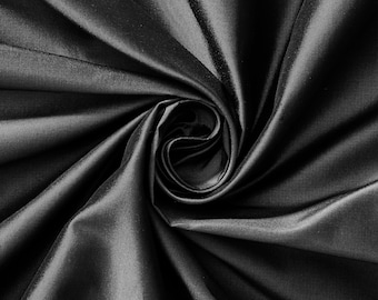 Black Silk Taffeta Fabric 100% Pure Silk 54" Wide Sold By The Yard