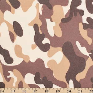 Ottertex™ Printed Canvas Fabric Waterproof Outdoor 60&quot; Wide 600 Denier By The Yard - Sand Military Camo
