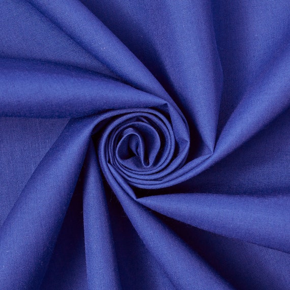 Royal Blue Cotton Polyester Broadcloth Fabric Apparel 45 Inches Solid PolyCotton Per Yard