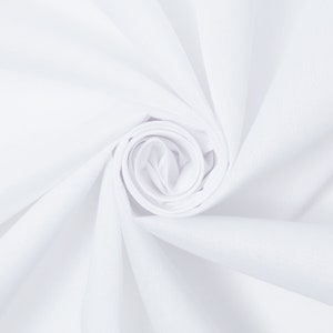 White Cotton Polyester Broadcloth Fabric Apparel 45" Inches Solid PolyCotton Per Yard