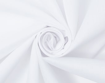 White Cotton Polyester Broadcloth Fabric Apparel 45" Inches Solid PolyCotton Per Yard