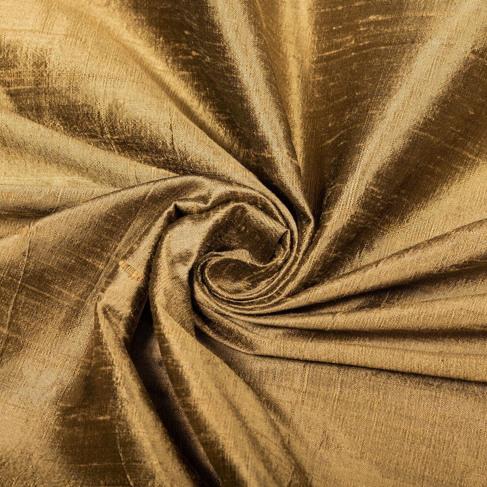 100% Pure Silk Dupioni Fabric 54 inch Wide BTY Drape Blouse Dress Craft (Metallic Gold)