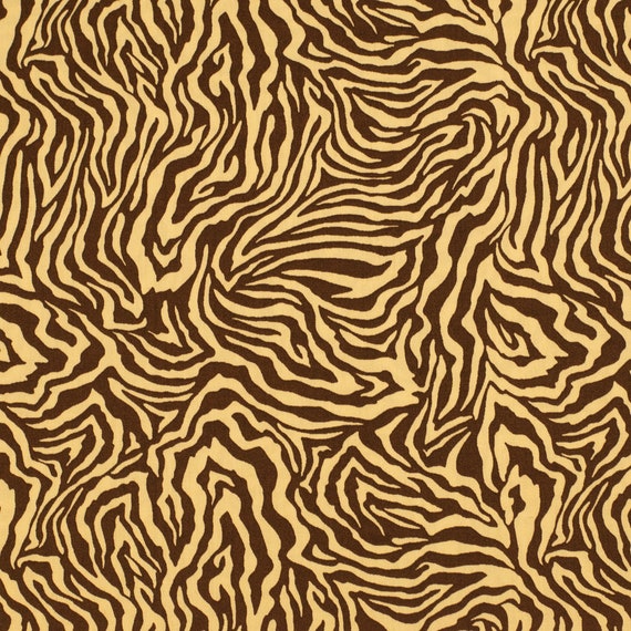 Zebra Print Fabric 100 Cotton Beige Brown Animal Stripes Etsy
