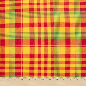100% Cotton Madras Plaid Fabric By the Yard  (Style 310)