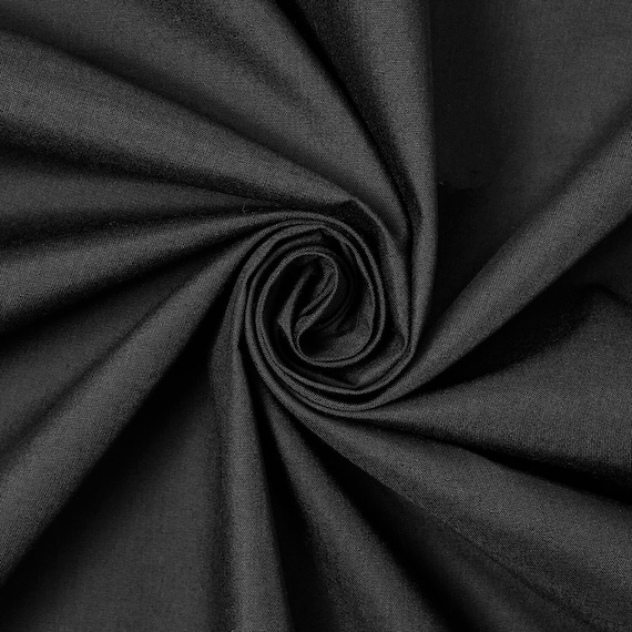 Black Cotton Polyester Broadcloth Fabric 60 Inches Apparel Solid Polycotton  per Yard 