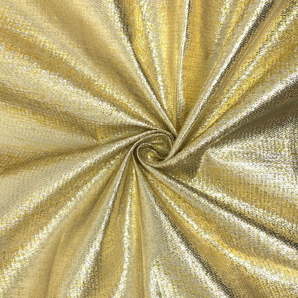 Gold/Silver Metallic Two-Tone Foil Brocade Fabric 56" Wide 100% Polyester Sold By The Yard