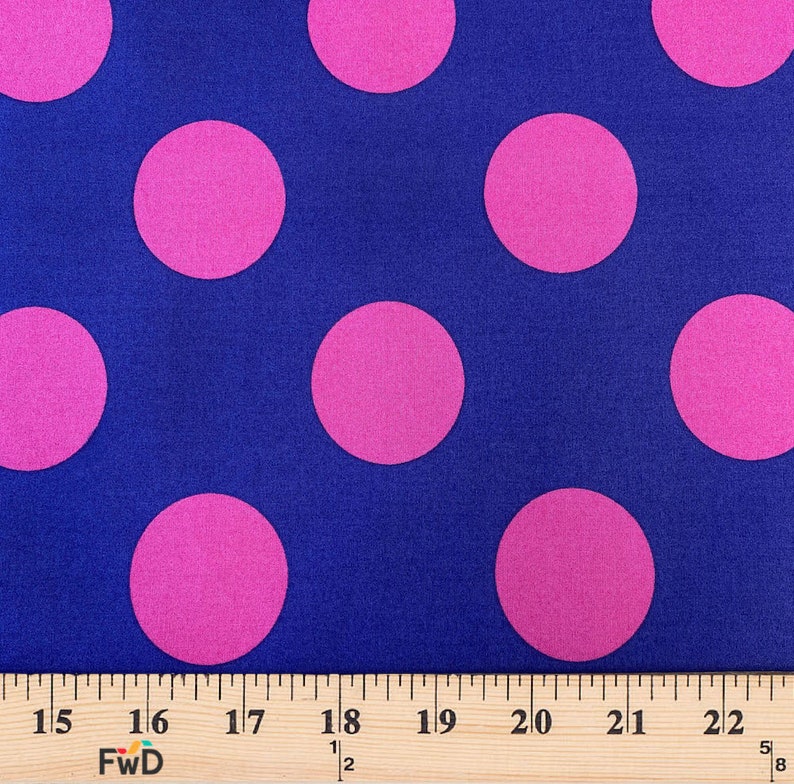 Polka Dot Extra Large Printed Fabric Royal Blue / Fuchsia 100 Etsy UK