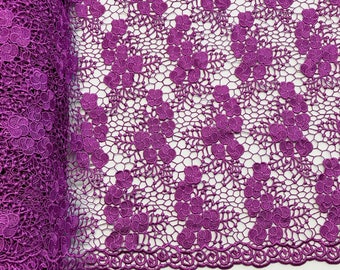 Purple Azalea Guipure French Venice Lace Embroidery 52" inches wide many colors