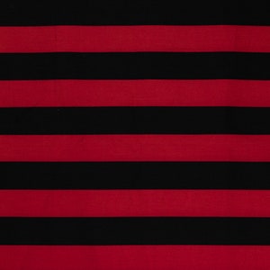 Printed Striped Cotton Fabric 100% Cotton Black Red 58/60" Wide Sold BTY