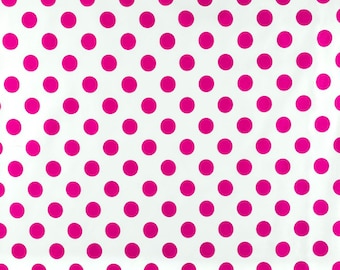 Polka Dot Large Printed Fabric White / Pink 100% Cotton 58/60" Wide Sold By The Yard